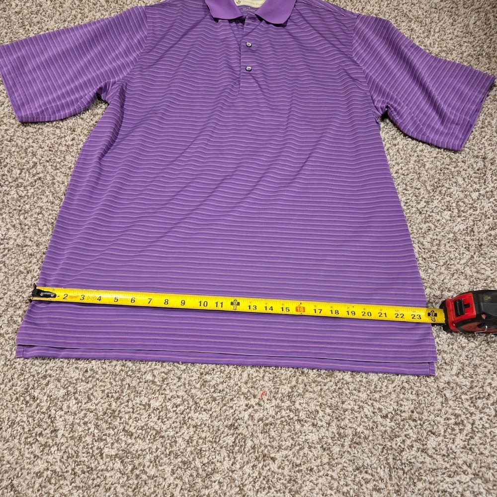 Donald Ross Polo Shirt Mens Large Purple Striped Golf Short Sleeve Logo 1910 - Picture 2 of 8